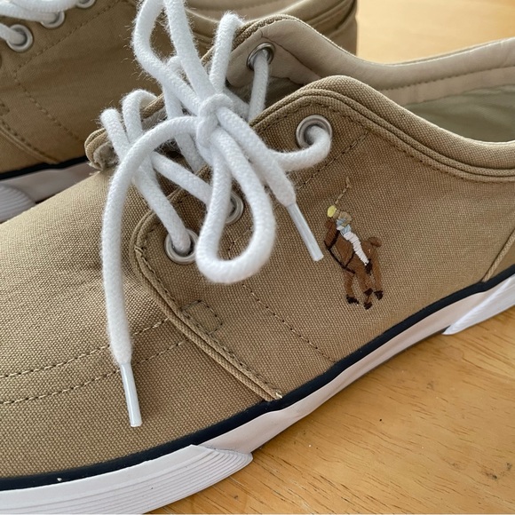 Polo Ralph Lauren Faxon Low-Top Canvas Sneaker - Beige - Mens Size 8 - Picture 14 of 15
